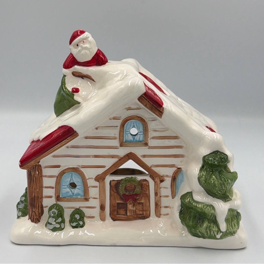 Vintage Christmas Himark Snow House Candle Holder Decoration Santa Claus 1987